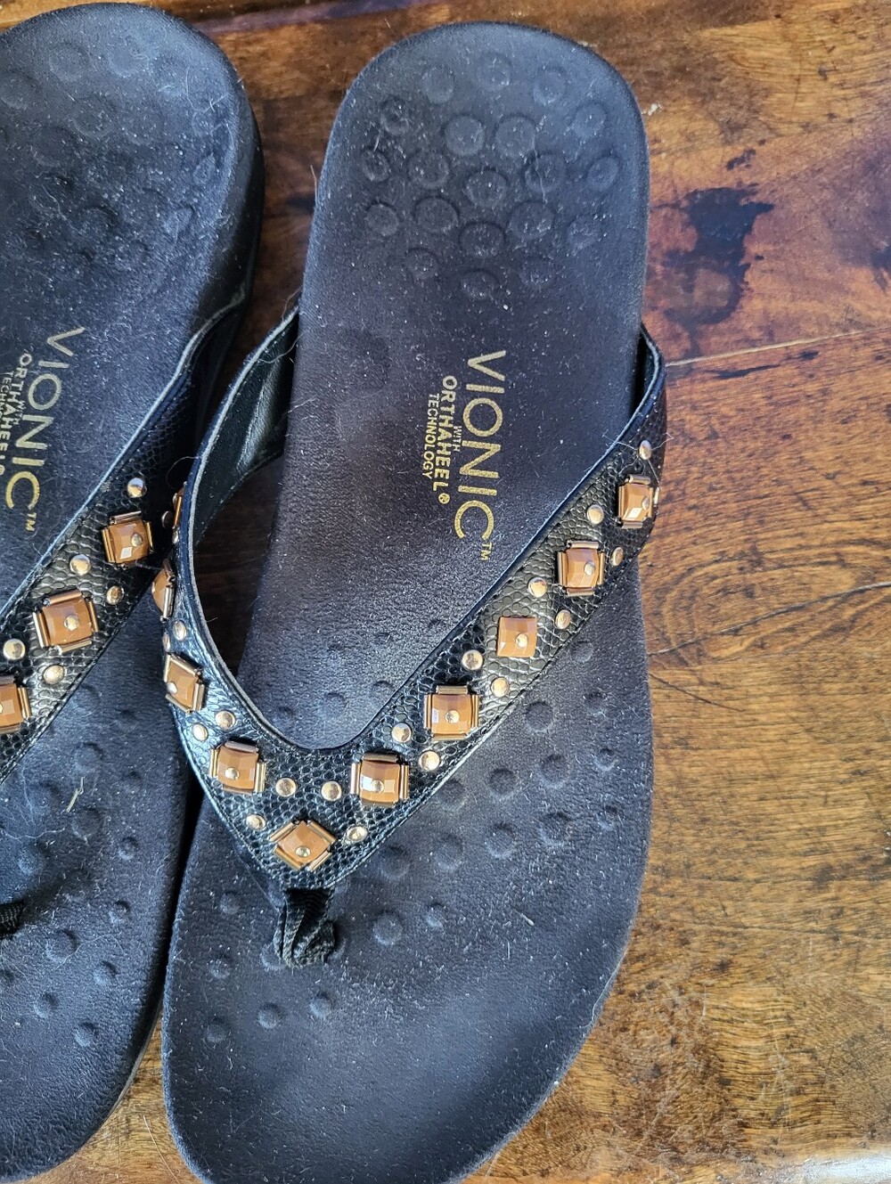 Vionic OrthaHeel Floriana Size 10 Sandals Black with Beads - Picture 3 of 8
